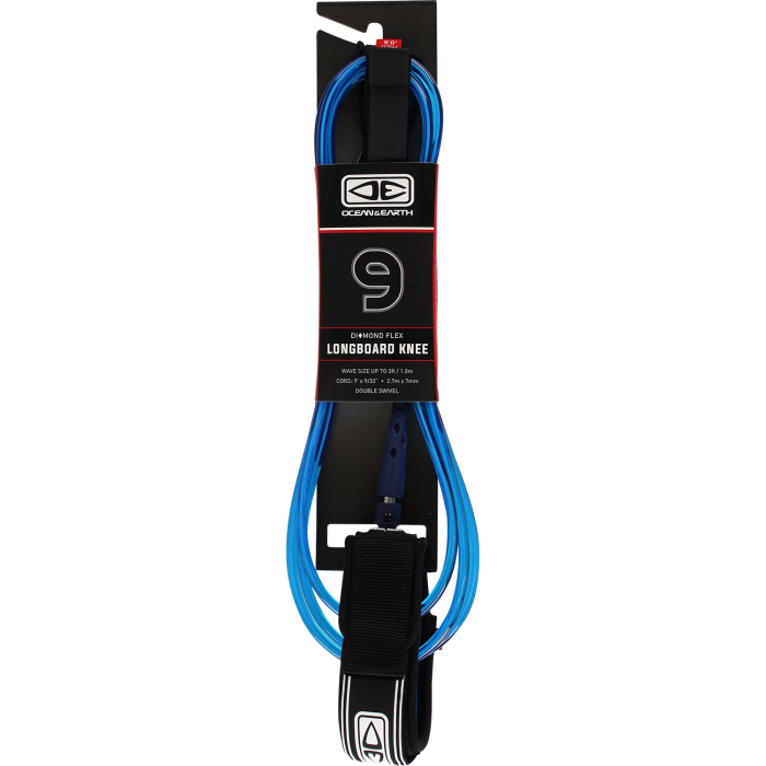 O&E MOULDED LONGBOARD REG KNEE LEASH 9' BLUE