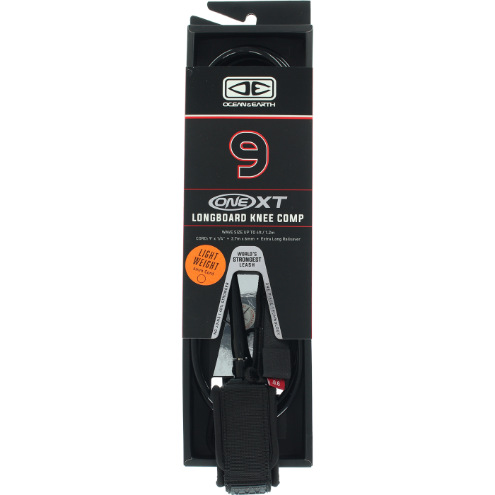 O&E ONE XT LONGBOARD KNEE COMP LEASH 9' BLACK
