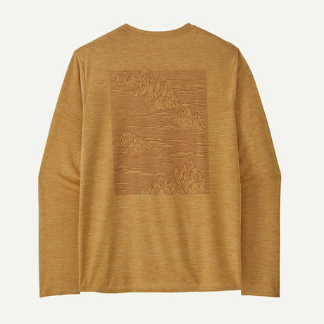 Patagonia Men's Long-Sleeved Capilene® Cool Daily Graphic Shirt: Strataspire: Beeswax Tan X-Dye