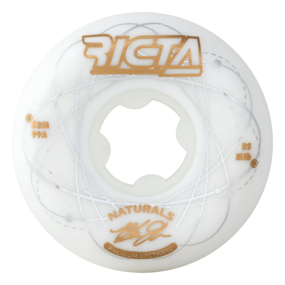 53mm Johnson Orbital Naturals White Gold Mid 99a Ricta Skateboard Wheels