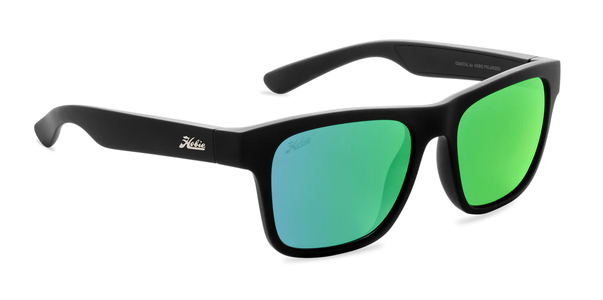 Hobie Coastal Float Sunglasses - Satin Black/ Sea Green Mirror