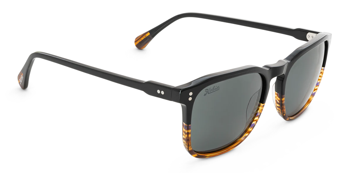 Hobie Cortez Sunglasses - Shiny Black Wood Grain / Grey Polarized
