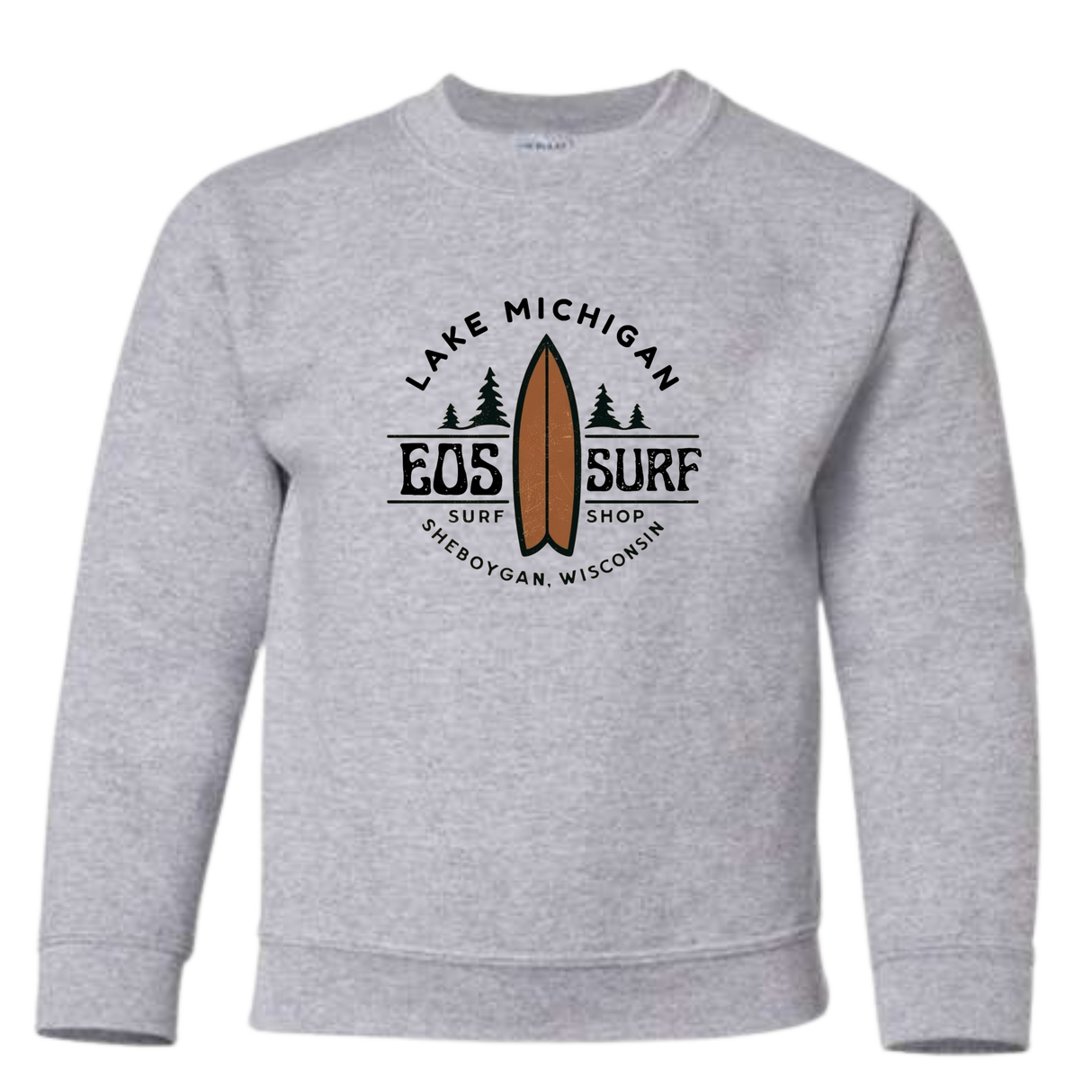 EOS Surf "Retro Fish" Youth Crew Neck Sweater - Sport Grey