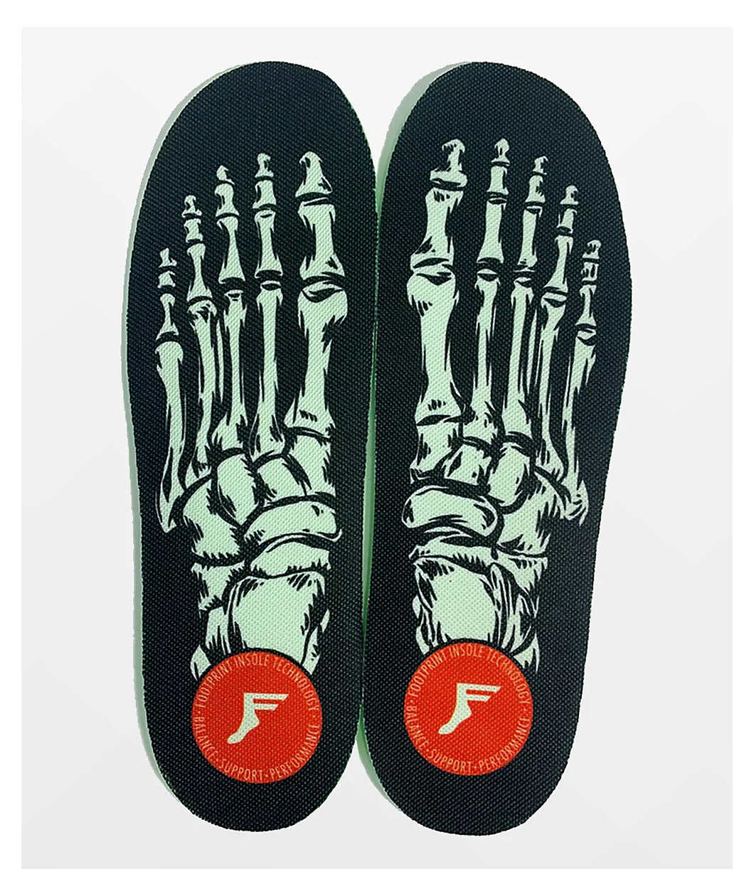 Foot Print King Foam Elite Mid Action Insoles - Black Skeleton