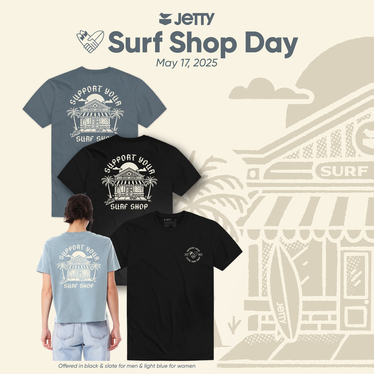 Jetty Surf Shop Day Mens T-Shirt - Slate