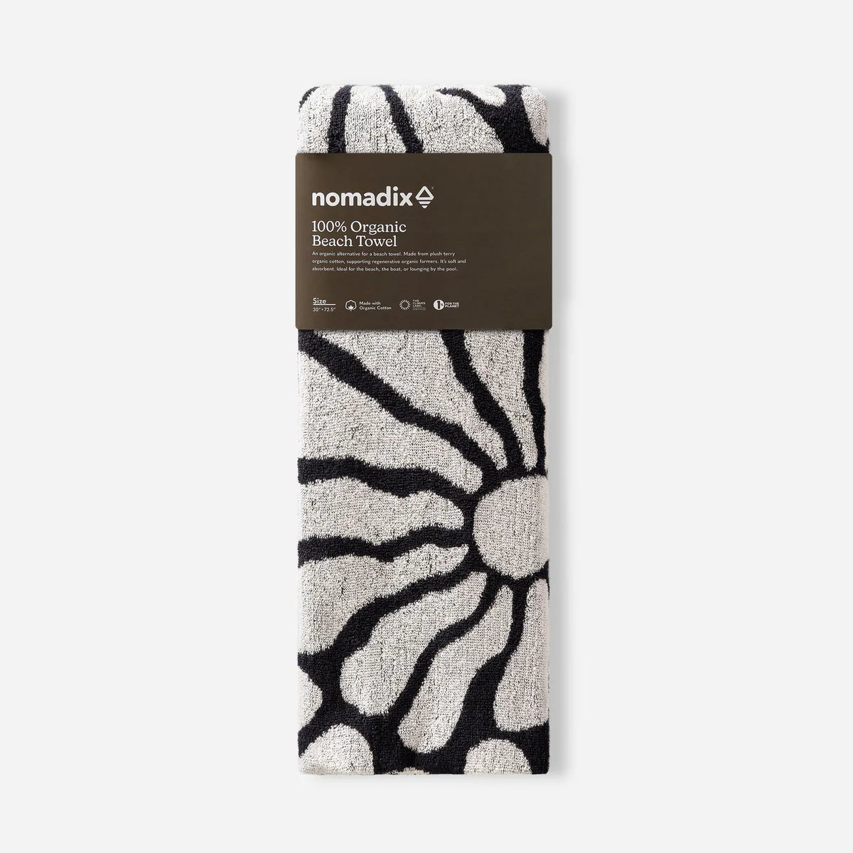 Nomadix Organic Cotton Beach Towel: Lazy Daisy Black