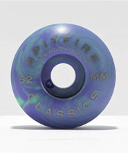 Load image into Gallery viewer, Spitfire Formula Four Swirled Classic Teal &amp; Purple 52mm 99D Skateboard Wheels
