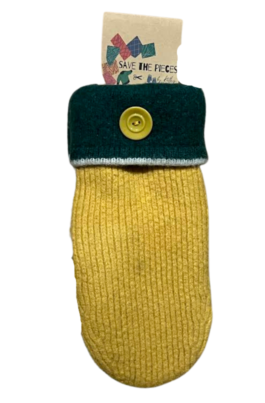 Save The Pieces Wool Mittens - yellow / green