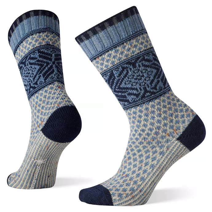 Women's Everyday Popcorn Snowflake Pattern Crew Socks - Mist Blue