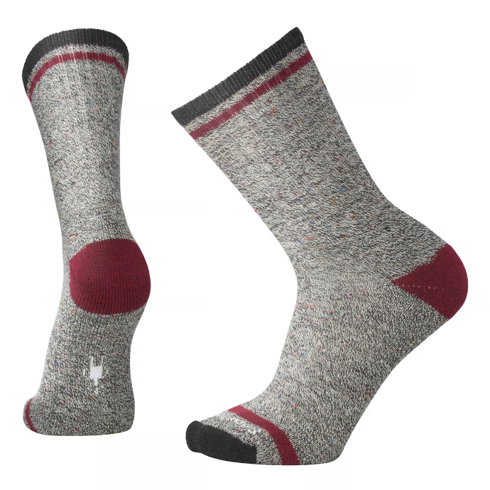 Everyday Larimer Crew Socks - Charcoal Heather/Tibetan Red Heather