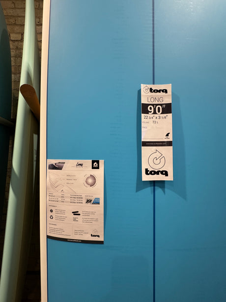 Torq "Long" Surfboard 9' Blue with White Rails