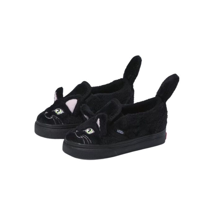 Toddler Cat Slip On V - Black & True White