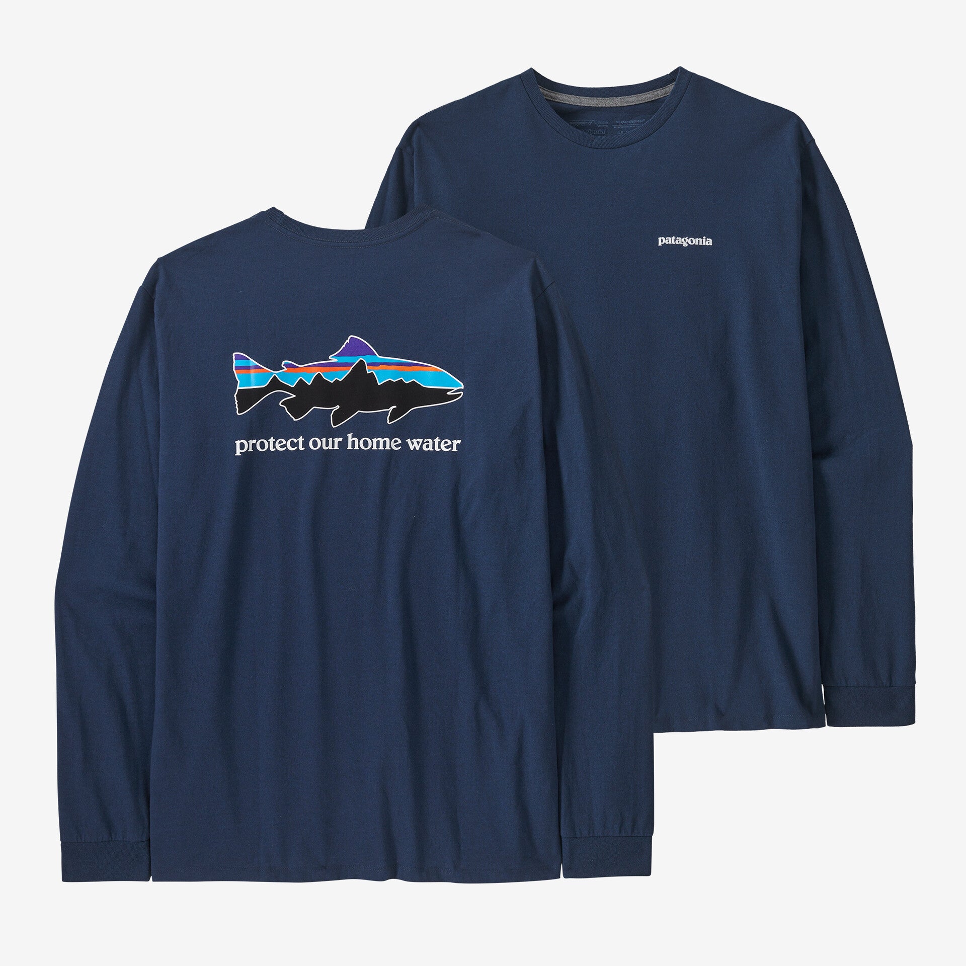 Tシャツ・カットソー Patagonia Men's Long Sleeve  Water Trout Responsibility Patagonia Men's Long-Sleeved Home Water Trout Responsibili