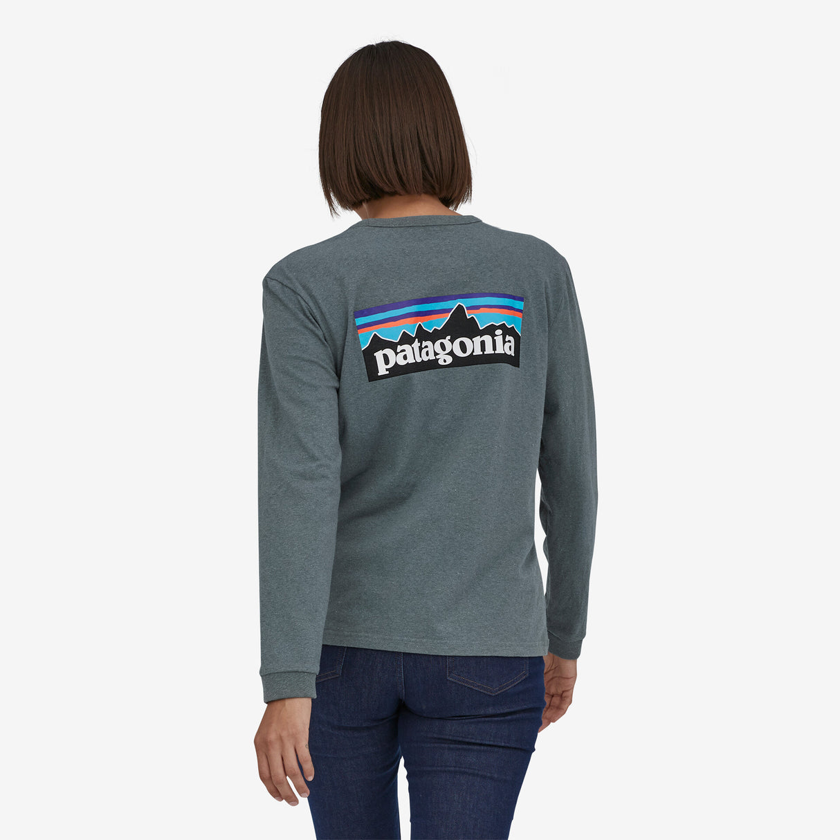 Patagonia Women's Long-Sleeved P-6 Logo Responsibili-Tee® - Plume Grey