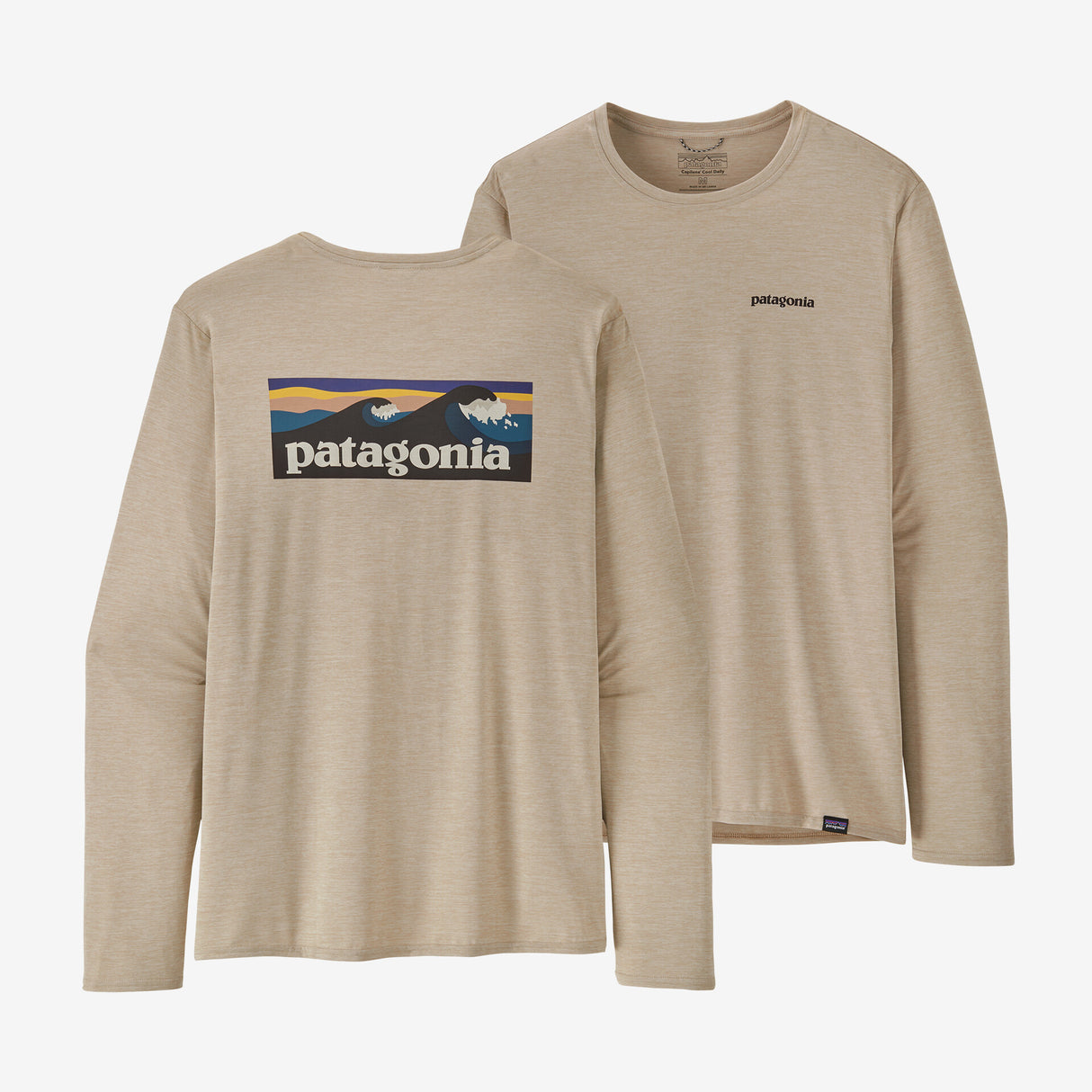 Patagonia Men's Long-Sleeved Capilene® Cool Daily Graphic Shirt - Boardshort Logo: Pumice X-Dye