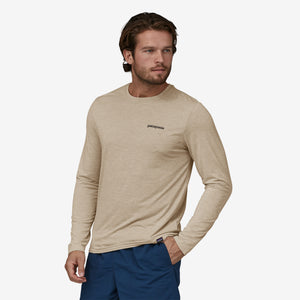 Patagonia Men's Long-Sleeved Capilene® Cool Daily Graphic Shirt - Boardshort Logo: Pumice X-Dye