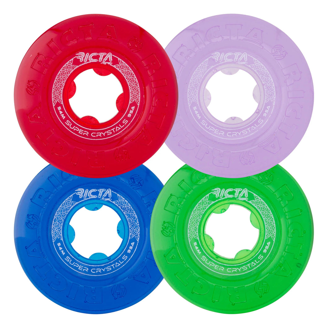 Ricta 54mm Super Crystals Trans Purple Green Blue Red 95a Skateboard Wheels