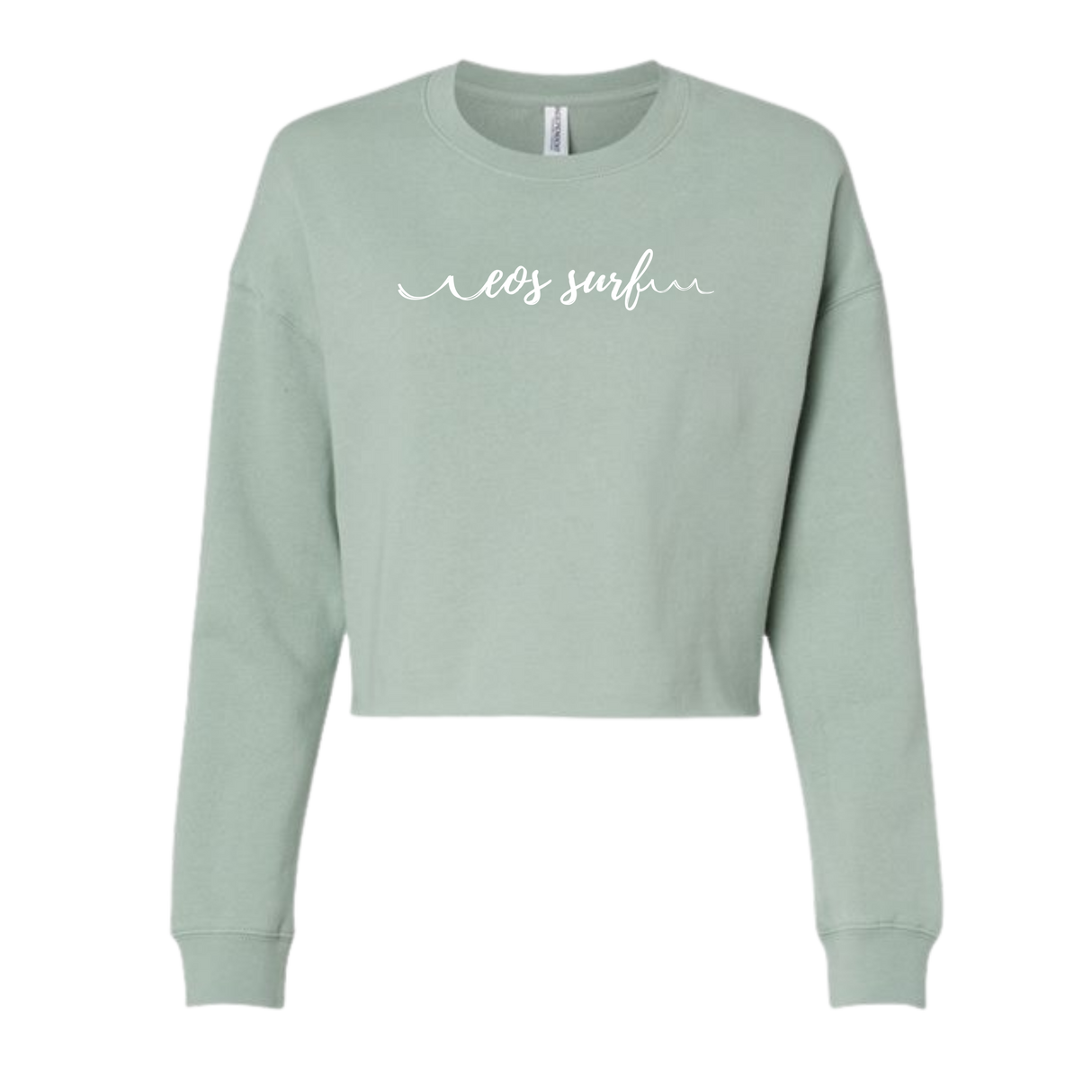 EOS Surf Women's "Waves" Crew Neck Crop Sweater- Sage