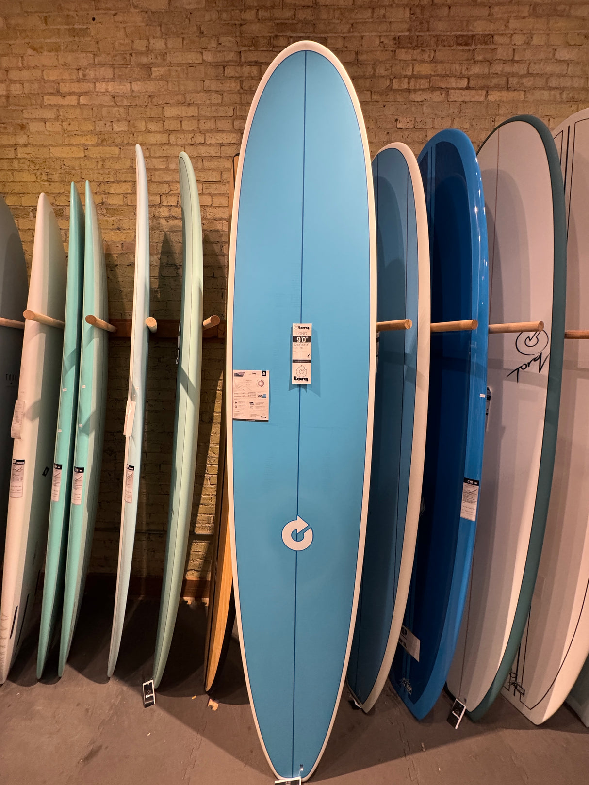 Torq "Long" Surfboard 9' Blue with White Rails