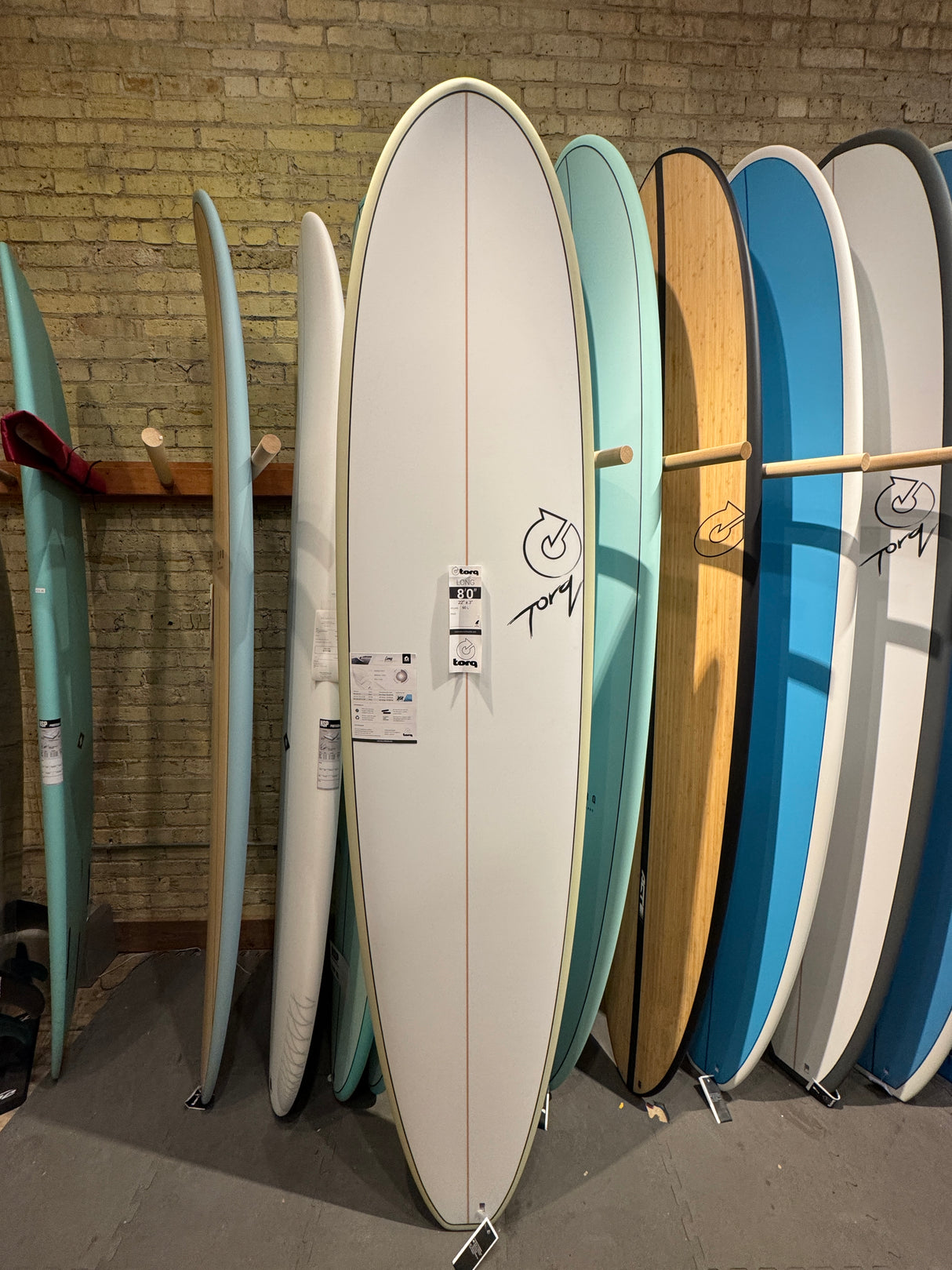 Torq "Long" Surfboard 8' White with Sand Rails
