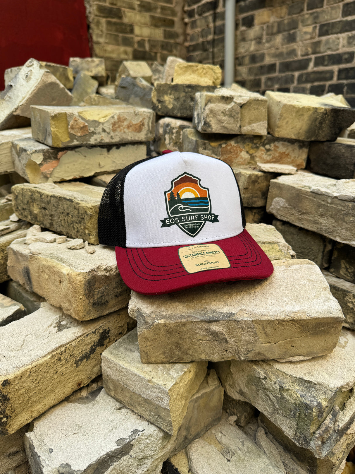 EOS "Park System" Trucker Cap - White & Maroon
