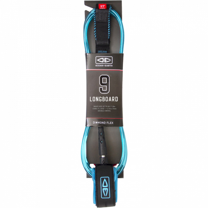 Ocean & Earth Moulded Longboard Regular Leash 9' - Blue