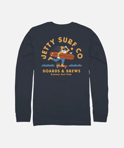 Jetty Boards & Brews Long Sleeve Tee - Blue