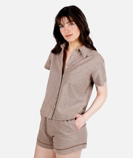 Jetty Cape Cod Jacquard Shirt - Brown