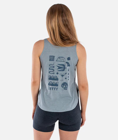 Jetty Runes Slouchy Tank - Light Blue