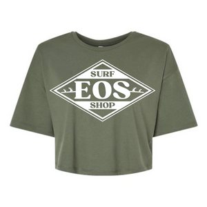 EOS Logo'd Boyfriend Crop - Military Green