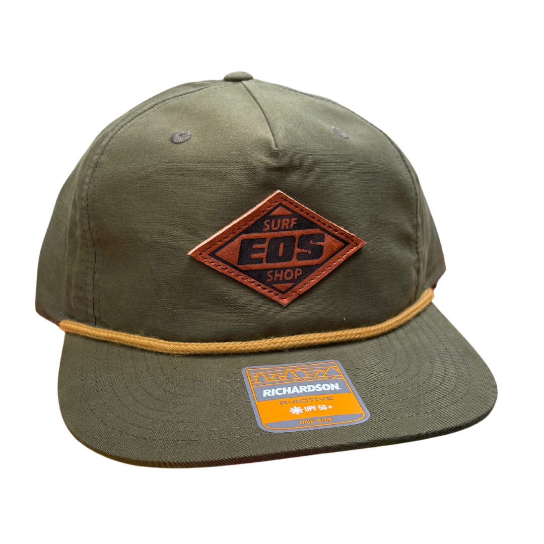 EOS Olive Leather Snap Back Camp Cap