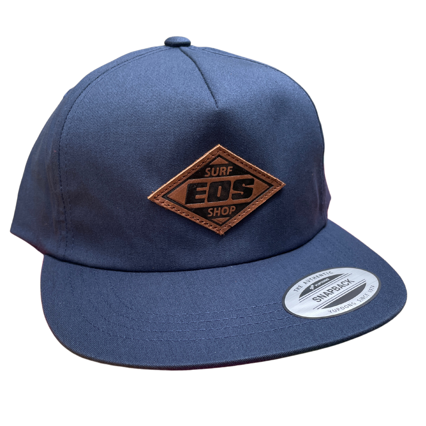 EOS Navy Leather Snap Back Unstructured Cap