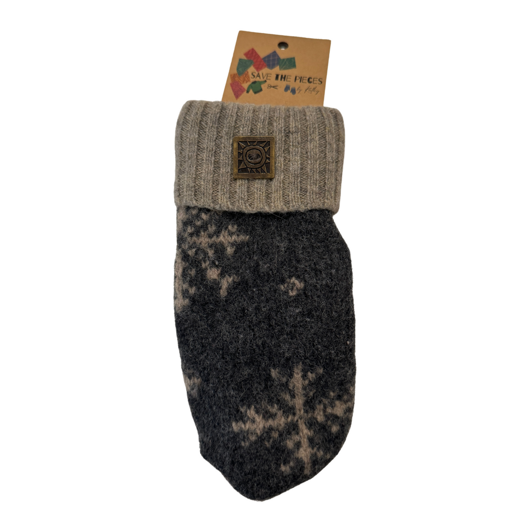 Save The Pieces Wool Mittens - Grey/White