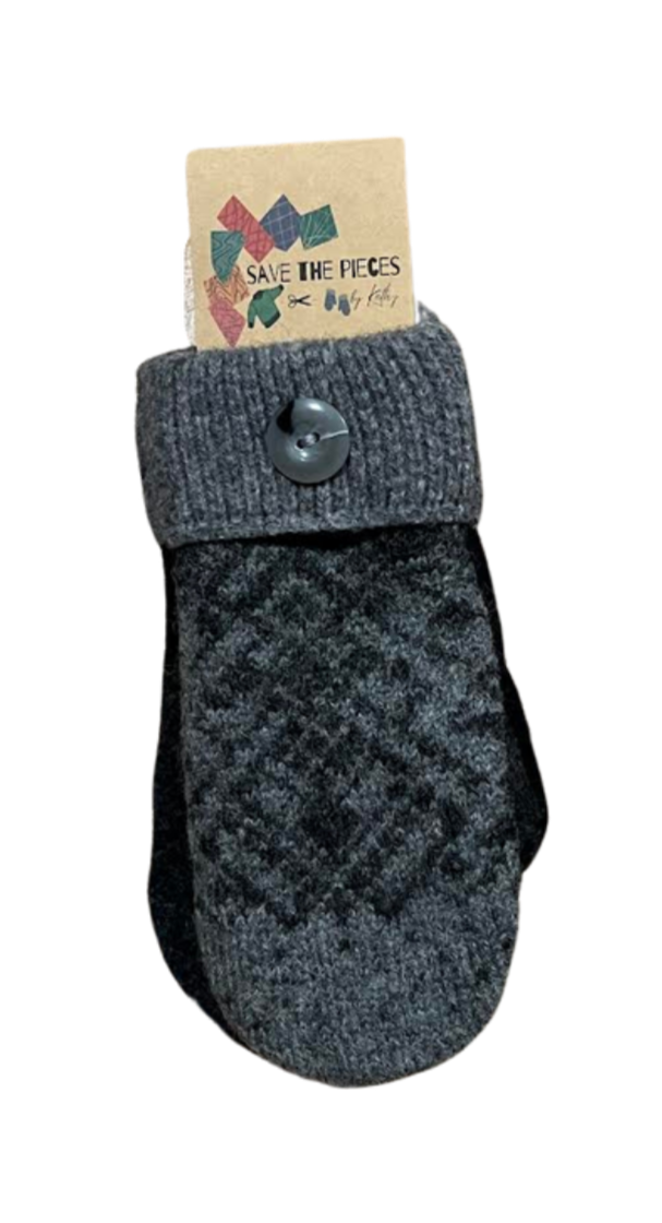 Save The Pieces Wool Mittens - gray / black