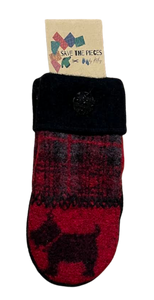 Save The Pieces Wool Mittens - red / black