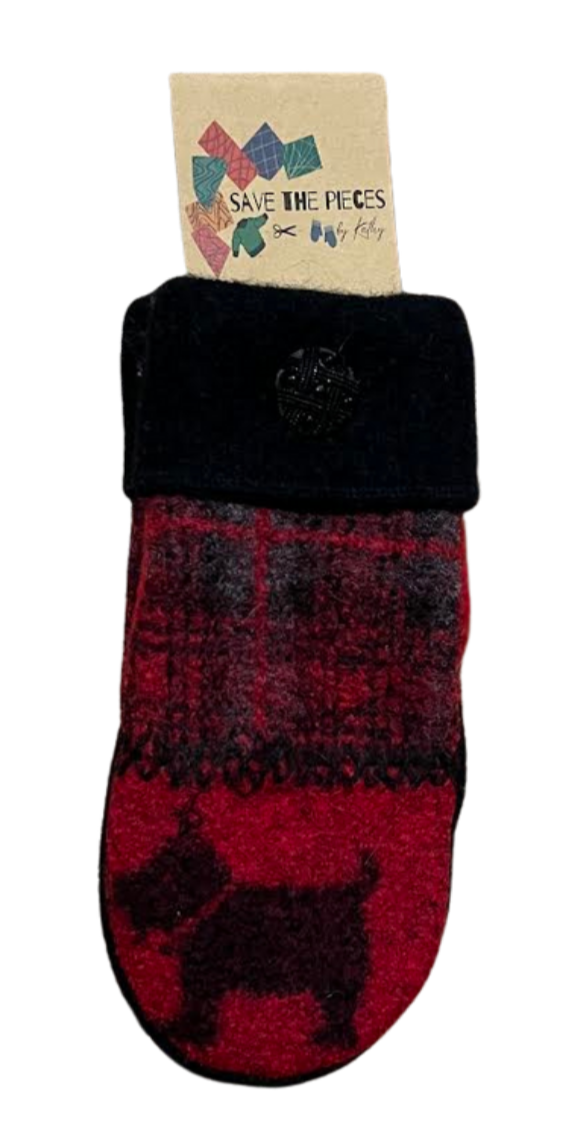 Save The Pieces Wool Mittens - red / black