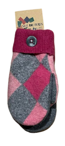 Save The Pieces Wool Mittens - Pink / gray