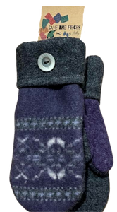 Save The Pieces Wool Mittens - purple / gray