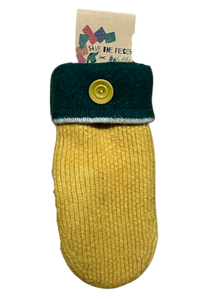 Save The Pieces Wool Mittens - yellow / green
