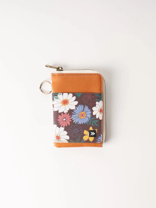 Thread zipper wallet clover floral