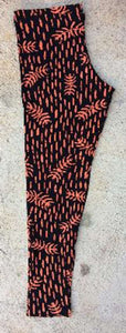 Handicraft Soul Women's Leggings - Orange & Black Leaves