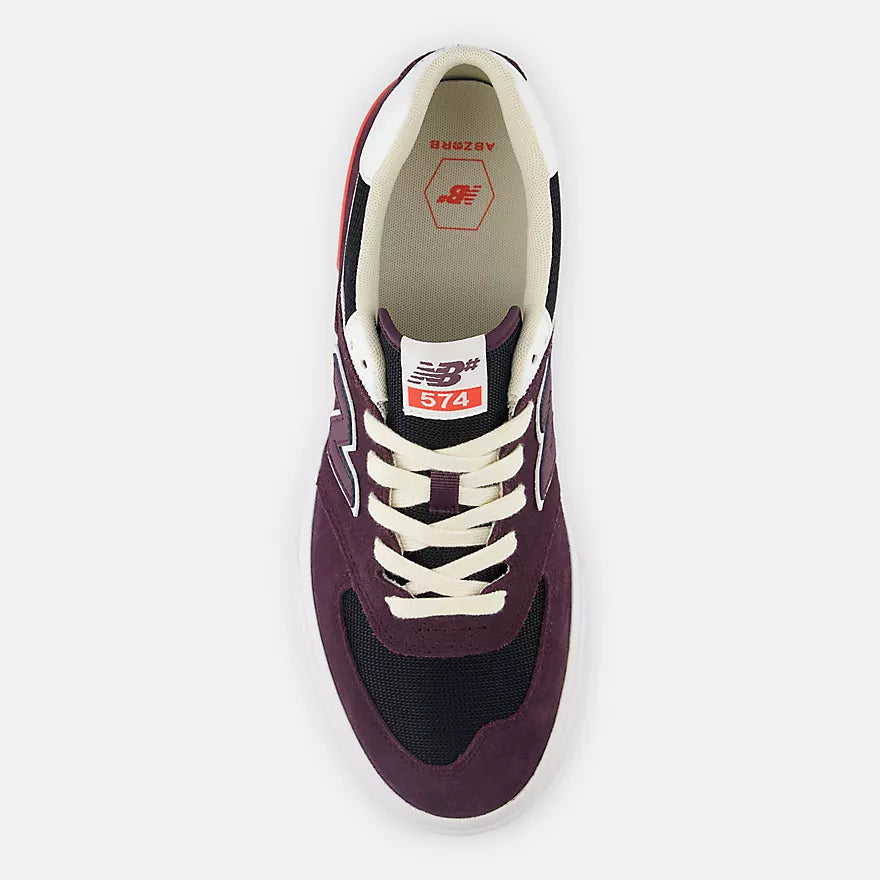 NB Numeric 574 Vulc : Plum brown with white