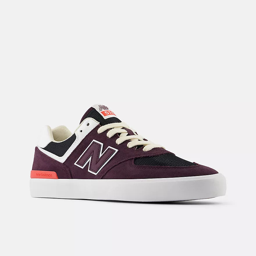 NB Numeric 574 Vulc : Plum brown with white