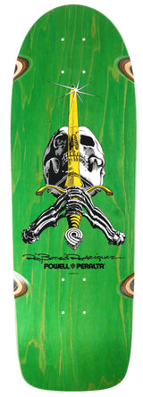 Powell Peralta Rodriguez skull/sword deck green stain 10x30