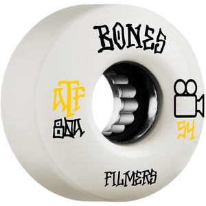 Bones Wheels ATF Filmers White Skateboard Wheels - 54mm 80a (Set of 4)