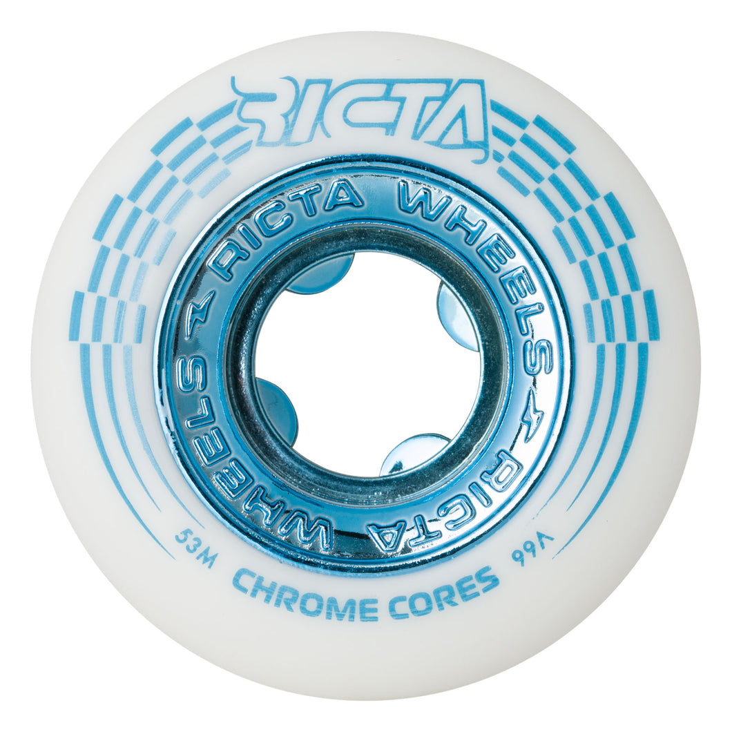 Ricta 53mm Chrome Core White Teal 99a Skateboard Wheels