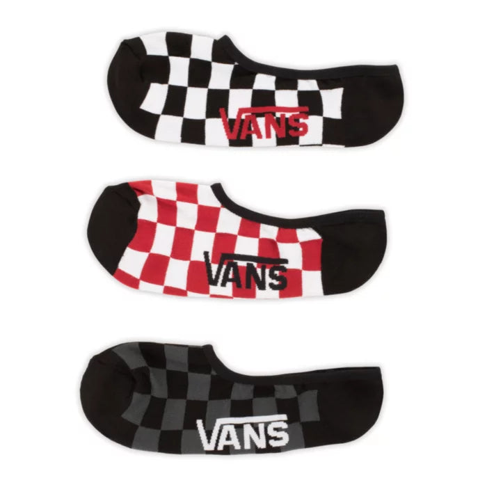 CLASSIC SUPER NO SHOW SOCKS 3 PACK - Red & White Checkerboard