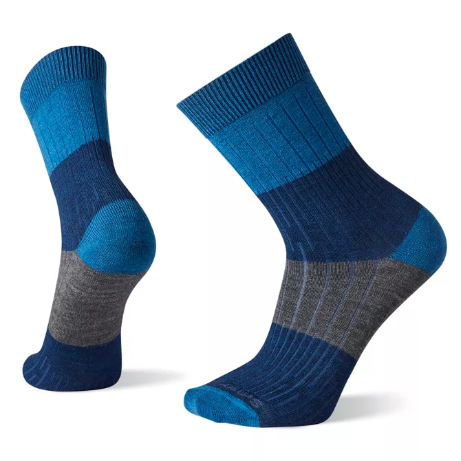 Everyday Rib Color Block Crew Socks - Alpine Blue