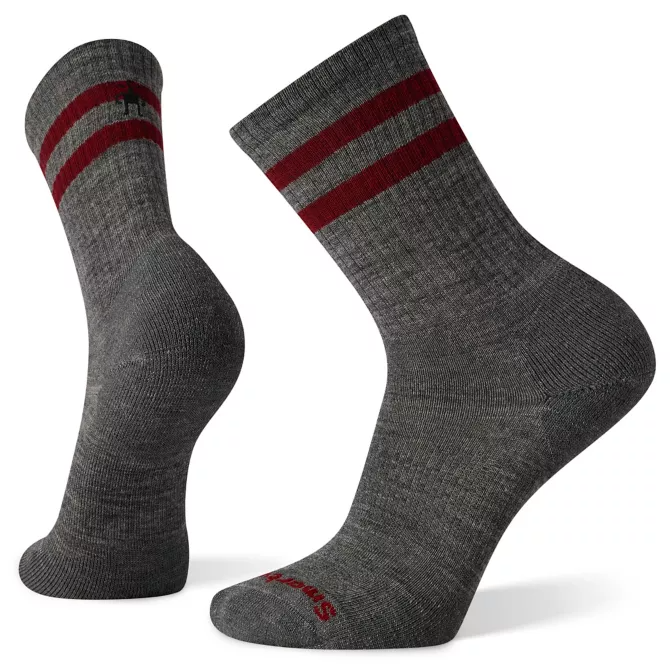 Athletic Targeted Cushion Stripe Crew Socks - Medium Gray