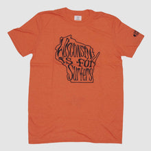 Load image into Gallery viewer, EOS Wisconsin is for Surfers T-shirt- Orange
